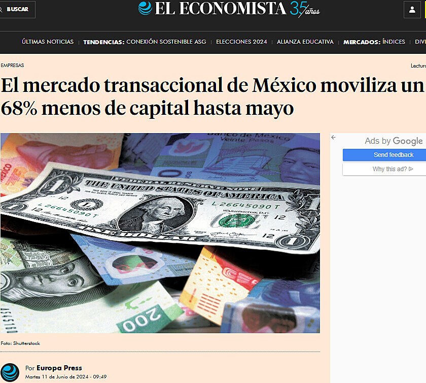 Mercado de fusiones y adquisiciones de Mxico moviliz 68% menos capital hasta mayo